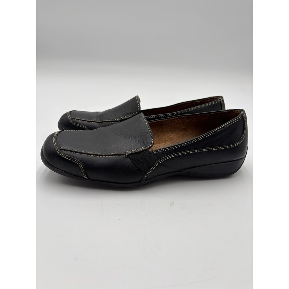 Natural Soul Naturalizer Women's 7.5 M Black Leather Slip On Comfort Loafers